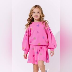 Lola + the Boys Pink Sparkle Hearts Set, Girls Size 14, NWT